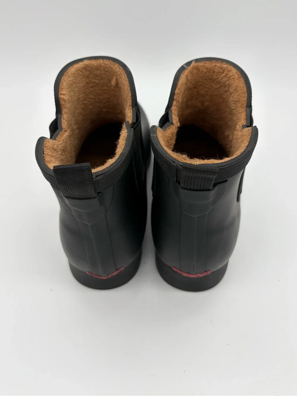 chooka Black Chelsea Rain Boots with Tan Faux-Fur Lining